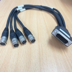 Cáp Chia Tín Hiệu Cognex 300-0232-015R Dài 60Cm Cable DB26 Male 3 Row to 4 Port Camera Breakout Hirose 12 Pin HR10A-10J-12S Female  Splitter  Connector For MVS-8500 Sony DXC