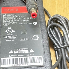 Adapter 12V 5A ADP-36KR A Connector Size 5.5mm x 2.1mm For USB Hub Rosonway Aluminum 13 Port USB 3.1/3.2 Gen 2 Hub 10Gbps