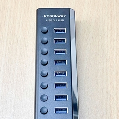 Bộ Chia USB 3.1 HUB 13 Cổng ROSONWAY Nguồn Ngoài 12V Vỏ Nhôm Rosonway Alumium 13 Port Powered USSB 3.0 Hub with 72W Hàng Original Tháo Thiết Bị