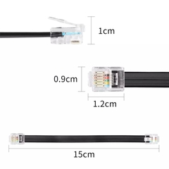 Dây Cáp RJ12 6P6C 6 Pin Straight Wired Cable 6P6C Male to Male Flat Telephone Cord,Polycom Microphone