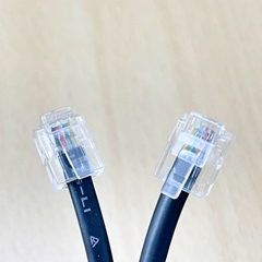 Cáp Modem, Fax, Phone DC080000080 112666-008 RJ11 6P4C to RJ11 6P4C 4 Wire Interconnect Telephone Crossover Cable Flat Black Length 2M
