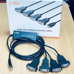Cáp Chuyển Đổi USB 2.0 to 4 Port RS232 Serial Z-TEK ZE791 Adapter with Prolific PL2303GT Chip Cable
