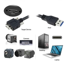 Cáp USB 3.0 Type A to Micro B Đầu Bắt Vít Screw Locking Cable USB3.0-HF-MBTA-300-5G Dài 3M Hàng Original Tháo Thiết Bị