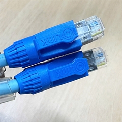 Dây Nhẩy CAT6A Shielded LSZH SFTP IOLINK Ethernet Network Patch Cord up to 10GBase-T and 500MHz Straight Through Cable Blue Dài 0.3M
