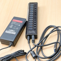 Bộ Chia USB 3.1 HUB 13 Cổng ROSONWAY Nguồn Ngoài 12V Vỏ Nhôm Rosonway Alumium 13 Port Powered USSB 3.0 Hub with 72W Hàng Original Tháo Thiết Bị
