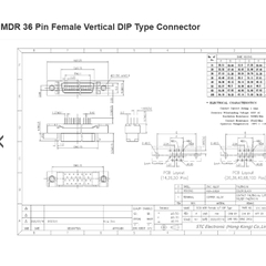 Cáp SCSI MDR 36 Pin Female t 36 Core TATSUTA with Latch Clip Dài 2M