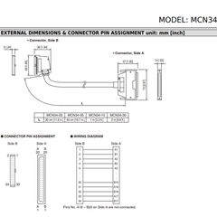 Cáp MCN34-FR-05 Dài 0.5M Cable OMRON XG5 IDC 34 Pin to A6CON1 40 Pin Fema Cable For Servo Driver/PLC and Terminal Block Breakout Board