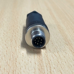 Đầu Nối Tròn Công Nghiệp M12 A-Code 8-Pins Male Screw Contacts Type Gold Plated Forsignal Transmission, Sensors, DC Power, or Low-Speed Ethernet.