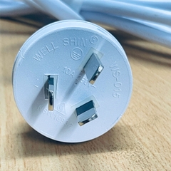 Dây Nguồn 3 Chân Chéo Tam Giác WELL SHIN WS-015 WS-002-15 Australia & China AC Power Cord GB2099 to C13 10A 250V 3Gx0.75mm² White Dài 1.8M