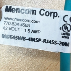 Cáp Mencom MDE45WB-4MSP-RJ45S-20M Shielded Industrial Ethernet Ethernet Dài 20M Cable M12 4 Pin D-Coded Male Straight Connector to RJ45 Shielded Plug.
