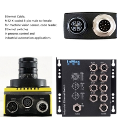Cáp Điều Khiển DK-G-XC-M12EN-M8SN-15M-N Dài 15M Cable M12 X-Code 8 Pin Male to RJ45 CAT5E Shielded For Cognex Industrial Camera Flexible Original Networking Cable