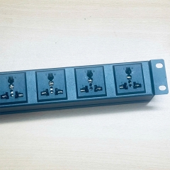 Thanh Phân Phối Nguồn Điện PDU Rack Universal 6 Way UK Outlet Có MCB SINGI Công Suất Max 16A to C14 Plug Power Cord 3x1.0mm² Dài 2M