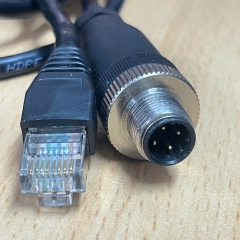 Cáp Ethernet M12 A-Code 4 Pin Male to RJ45 Gigabit Connector Cable Shielded UTP CAT.5E Dài 8M