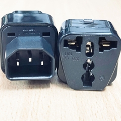 Rắc Chuyển Nguồn IEC C14 Male to Universal Female UK US Socket 125V 15A 250V 10A 800W Black Power Adapter Converter