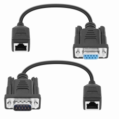 Cặp Cáp Chuyển Đổi Nối Tiếp RS232 DB9 Male And Female 9 Holes to RJ45 Female Dài 17Cm