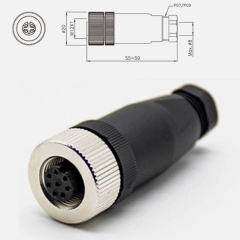 Đầu Nối M12 A-Code 8 Pin Female Field Termination Connector For Sensor Camera Industrial