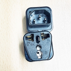 Rắc Chuyển Nguồn IEC C14 Male to Universal Female UK US Socket 125V 15A 250V 10A 800W Black Power Adapter Converter