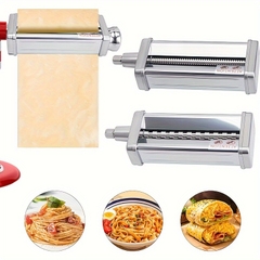 Phụ kiện máy làm mì ống cho máy trộn đứng KitchenAid Phụ kiện thép không gỉ Máy cán mì ống, Máy cắt mì spaghetti và Máy cắt mì fettuccine phù hợp với tất cả máy trộn đứng KitchenAid gia dụng