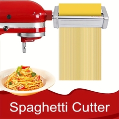 Phụ kiện máy làm mì ống cho máy trộn đứng KitchenAid Phụ kiện thép không gỉ Máy cán mì ống, Máy cắt mì spaghetti và Máy cắt mì fettuccine phù hợp với tất cả máy trộn đứng KitchenAid gia dụng