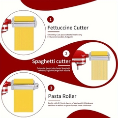Phụ kiện máy làm mì ống cho máy trộn đứng KitchenAid Phụ kiện thép không gỉ Máy cán mì ống, Máy cắt mì spaghetti và Máy cắt mì fettuccine phù hợp với tất cả máy trộn đứng KitchenAid gia dụng