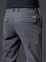 Quần Nam Bằng Phẳng Bằng Cotton Cao Cấp - Co Giãn, Phong Cách Kinh Doanh Casual cho Mùa Thu/Đông