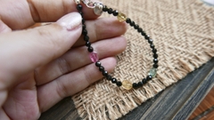 Vòng tay đá Spinel đen kết hợp Tourmaline