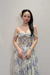 Váy Lụa Hoa Lam "Clair de Lune"