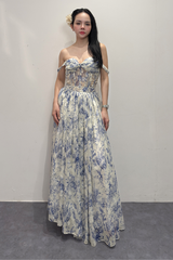 Váy Lụa Hoa Lam "Clair de Lune"
