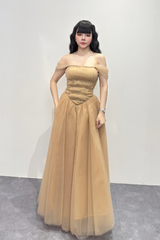 Váy Xòe V Eo Trễ Vai “Elysian Charm Gown”