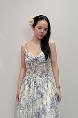 Váy Lụa Hoa Lam "Clair de Lune"