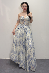 Váy Lụa Hoa Lam "Clair de Lune"