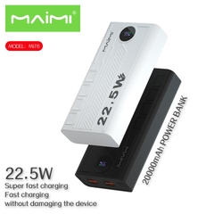 Sạc dự phòng Maimi Mi76 20000mAh - Sạc nhanh 22,5W - 2 cổng USB, 1 cổng Type-C và 1 cổng Micro