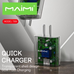 Bộ sạc nhanh Maimi T69 66W trong suốt