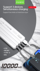Sạc dự phòng Maimi Mi31 10000mAh, kèm cáp Lightning, Type-C và Micro