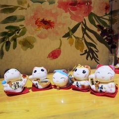 Bộ ngũ mèo thần tài-Đa phú đa tài 4cm