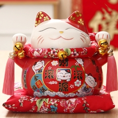Mèo thần tài đỏ Tấn Tài Tấn Lộc – 21cm