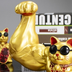 Mèo thần tài vàng tay cơ bắp Đại Chiêu Tài – 23cm