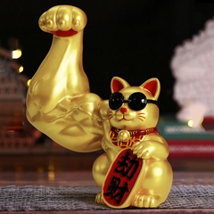 Mèo thần tài vàng tay cơ bắp Đại Chiêu Tài – 23cm