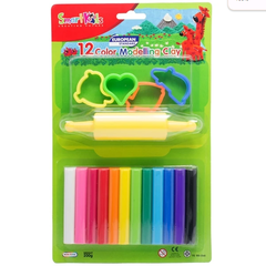 Sáp Nặn 12 Màu Thường (4 Khuôn + 1 Cây Lăn) - SK-BL12M5R