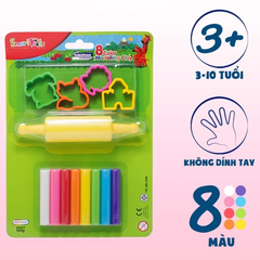 Sáp Nặn 12 Màu Thường (4 Khuôn + 1 Cây Lăn) - SK-BL12M5R