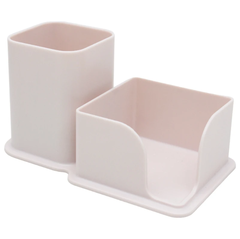 Ống Cắm Bút & Khay Giấy Note PS-003 - Màu Hồng