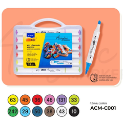 Hộp 12 Bút Lông Màu Acrylic Markers 2 Đầu - Colokit ACM-C001
