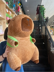 Thú bông Capybara đeo Balo rùa lông xù TC - Nâu - S3