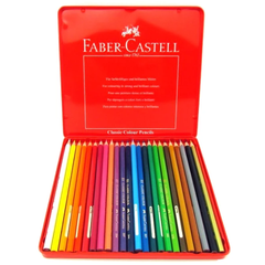 Chì Màu Khô CLASSIC KNIGHT  Faber-Castell, Hộp Thiếc 24 Màu