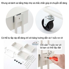 INP737-Kệ đẩy 3 tầng đa năng Lock&Lock bằng thép không gỉ có bánh xe