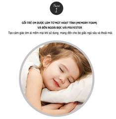 HLW181BLU – Gối Memory Foam dành cho trẻ em, 35*24*6/5 cm, 349g – Màu xanh dương