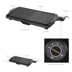 EJG231 - Vỉ nướng điện, 52*27cm, 220-240V, AC50-60HZ, 2000W - Màu đen