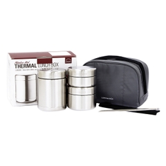 LHC8016 - Bộ hộp cơm giữ nhiệt Lunch Box 1150ml - Hộp giữ nhiệt 450ml*1, hộp inox 280ml*1 / 420ml*1, Đũa*1 đôi, túi đựng đũa, túi đựng bộ hộp cơm
