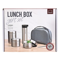 LHC8016S01-Bộ hộp cơm giữ nhiệt(450ml, 420ml,280ml) + bình giữ nhiệt (400ml) L&L bằng thép không gỉ