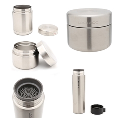 LHC8016S01-Bộ hộp cơm giữ nhiệt(450ml, 420ml,280ml) + bình giữ nhiệt (400ml) L&L bằng thép không gỉ